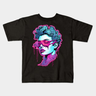 Vaporwave Girl Pink Blue Fairy Kei Kids T-Shirt